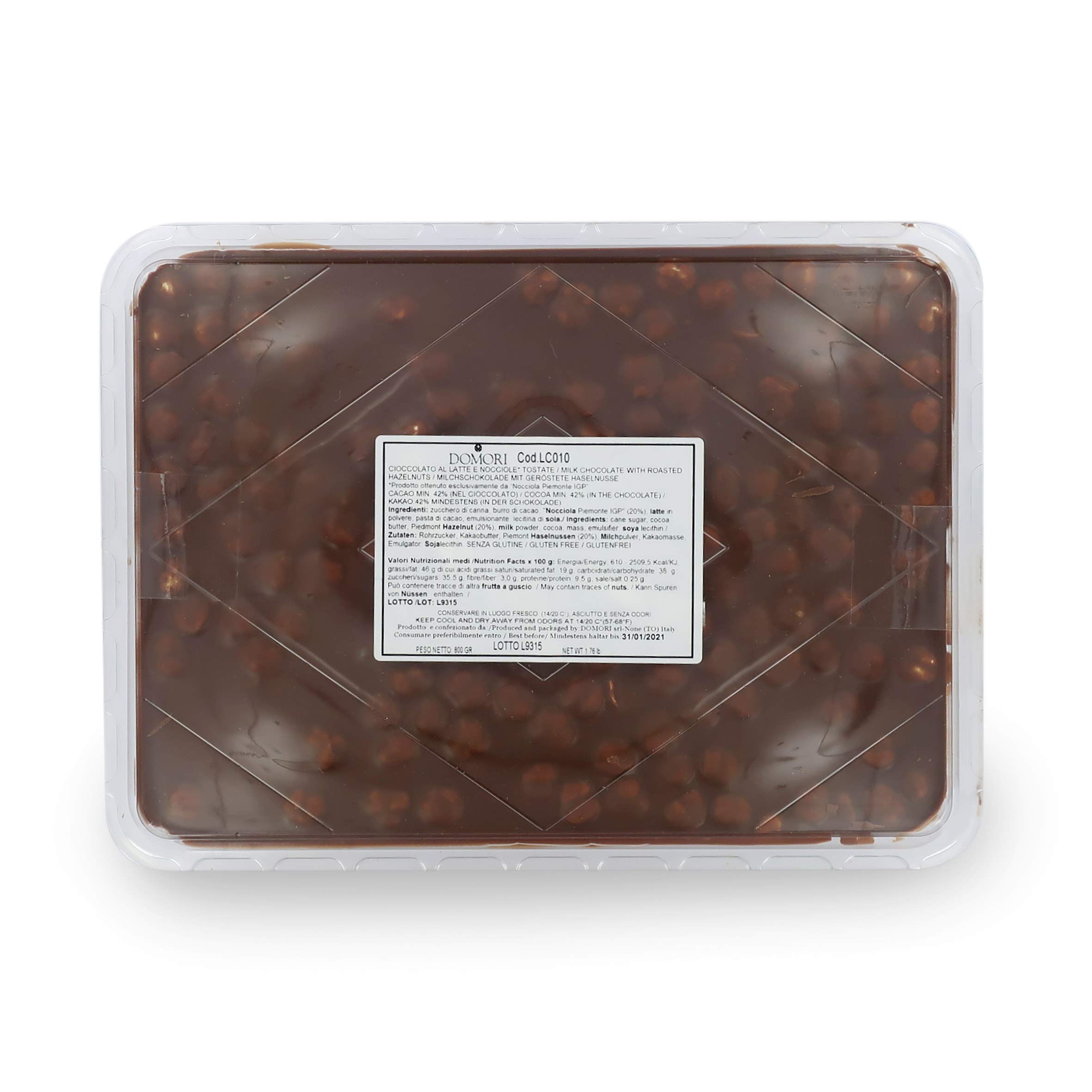 domori-foglio-cioccolato-al-latte-con-nocciole-piemonte-igp-800g image 1