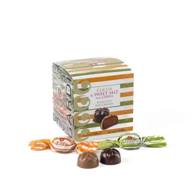 gardini-cacao-e-sale-cubetto-praline-caramello-e-pistacchio image 1