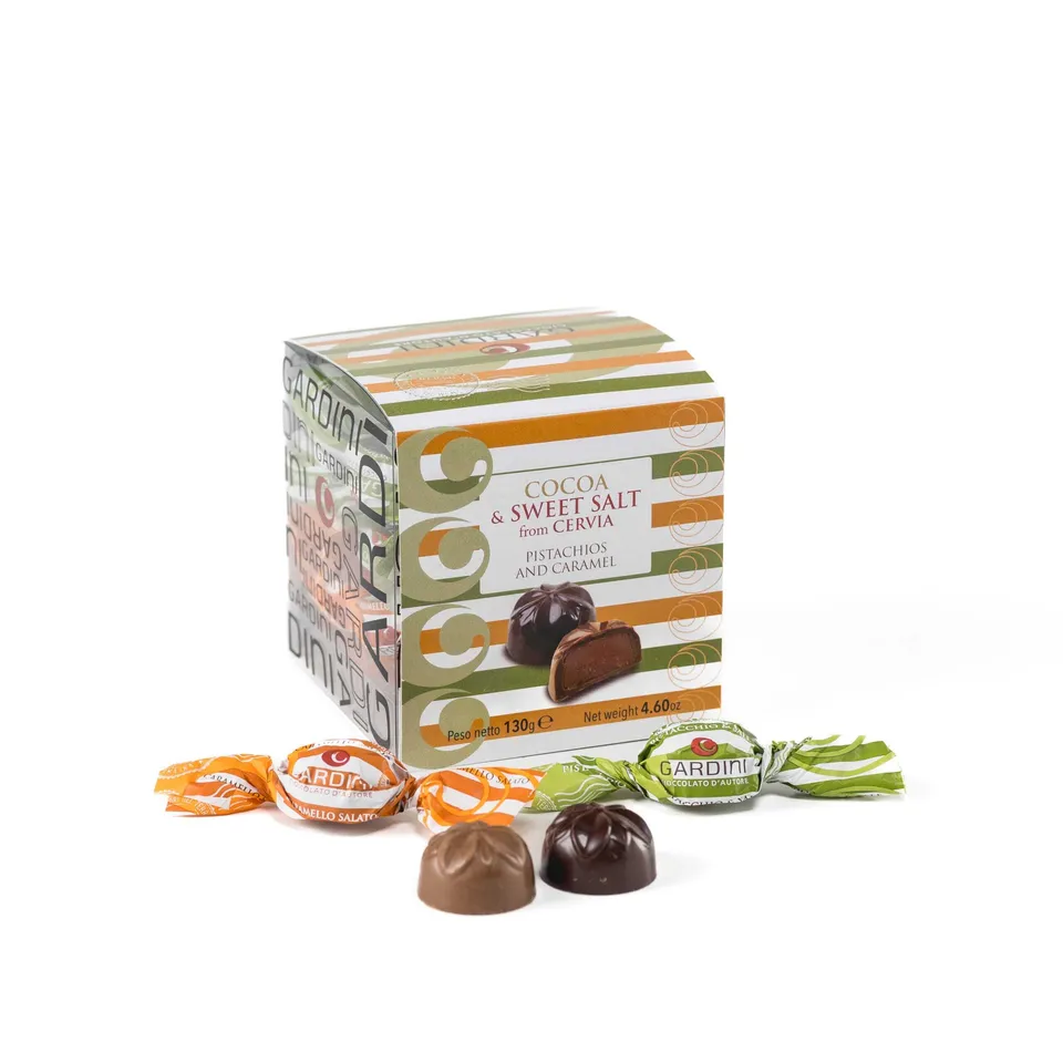 gardini-cacao-e-sale-cubetto-praline-caramello-e-pistacchio image 1