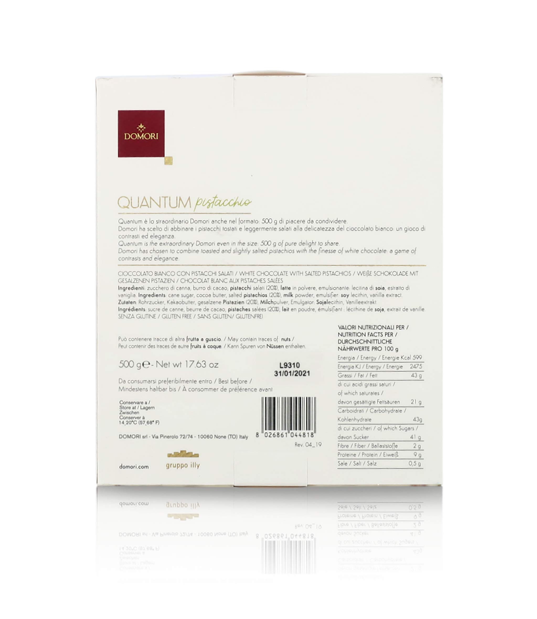 domori-quantum-tavoletta-cioccolato-bianco-e-pistacchi-interi-500g image 4