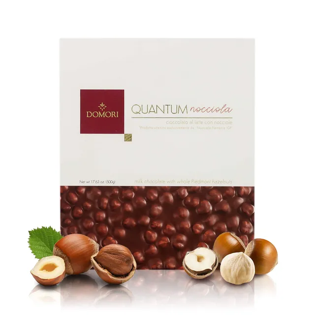 domori-quantum-tavoletta-cioccolato-al-latte-con-nocciole-intere-500g image 1