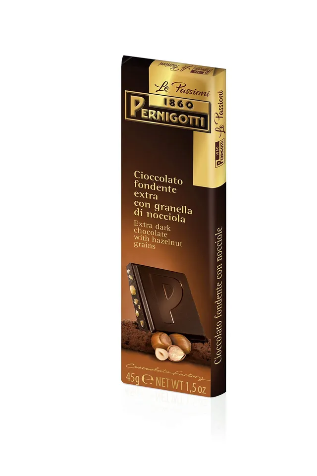 pernigotti-barretta-cioccolato-extra-fondente-granella-nocciola-24-x-45-g image 1